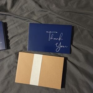 Navy Blue Thank You Card with Brown Envelope 30 Total